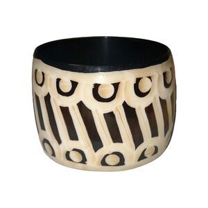 Women's Indian Wide Wood Bracelet Tribal Hand Carved Etched Geometric Fashion